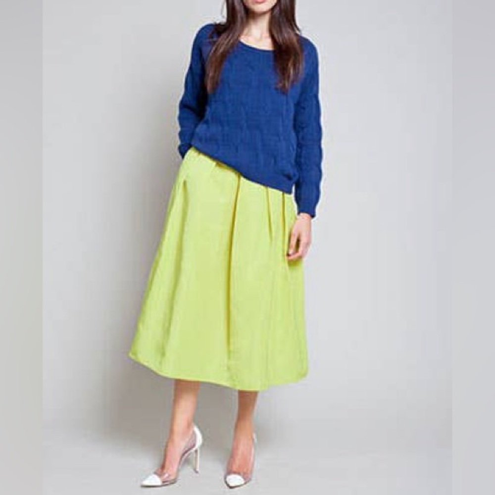 LORD & TAYLOR CREAM A LINE MIDI PLEATED SKIRT SIZE US 6 - Picture 9 of 9